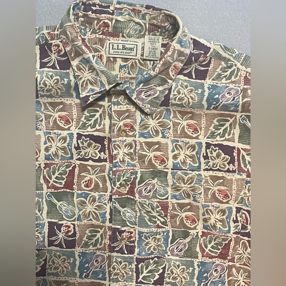 L.L. Bean Shirt Men's Tall XL Multicolor Short Sleeve Button Up Workwear